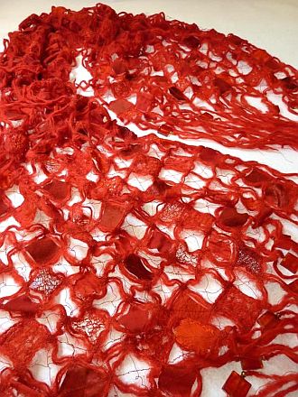 Poppy Red Alpacca shawl